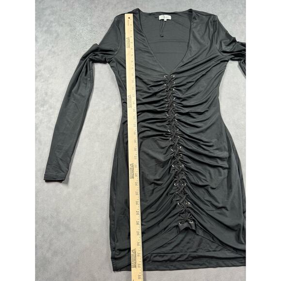 Mistress Rocks LA Make Over Black Plunge Grommet Eyelet Bodycon Dress Size S - Picture 9 of 14